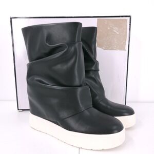 Guess Guinna Ankle Platform Slouchy Fold Over Black Sneaker Boots Womens 11 M